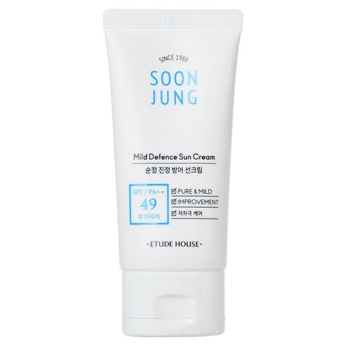 Etude House - Crema de fata cu protectie solara SPF 49, Soon Jung Mild Defence Sun Cream SPF49 PA++ 50ml