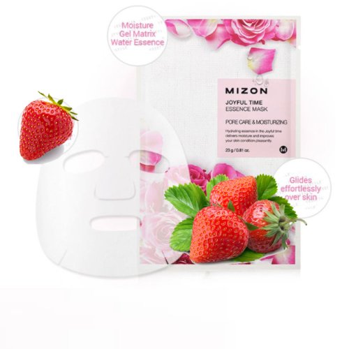 MIZON - Mască facială tip servetel cu căpsuni, Joyful Time Essence Mask Strawberry