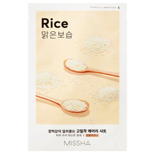Missha- Mască pentru față cu extract de orez, Airy Fit Rice Sheet Mask